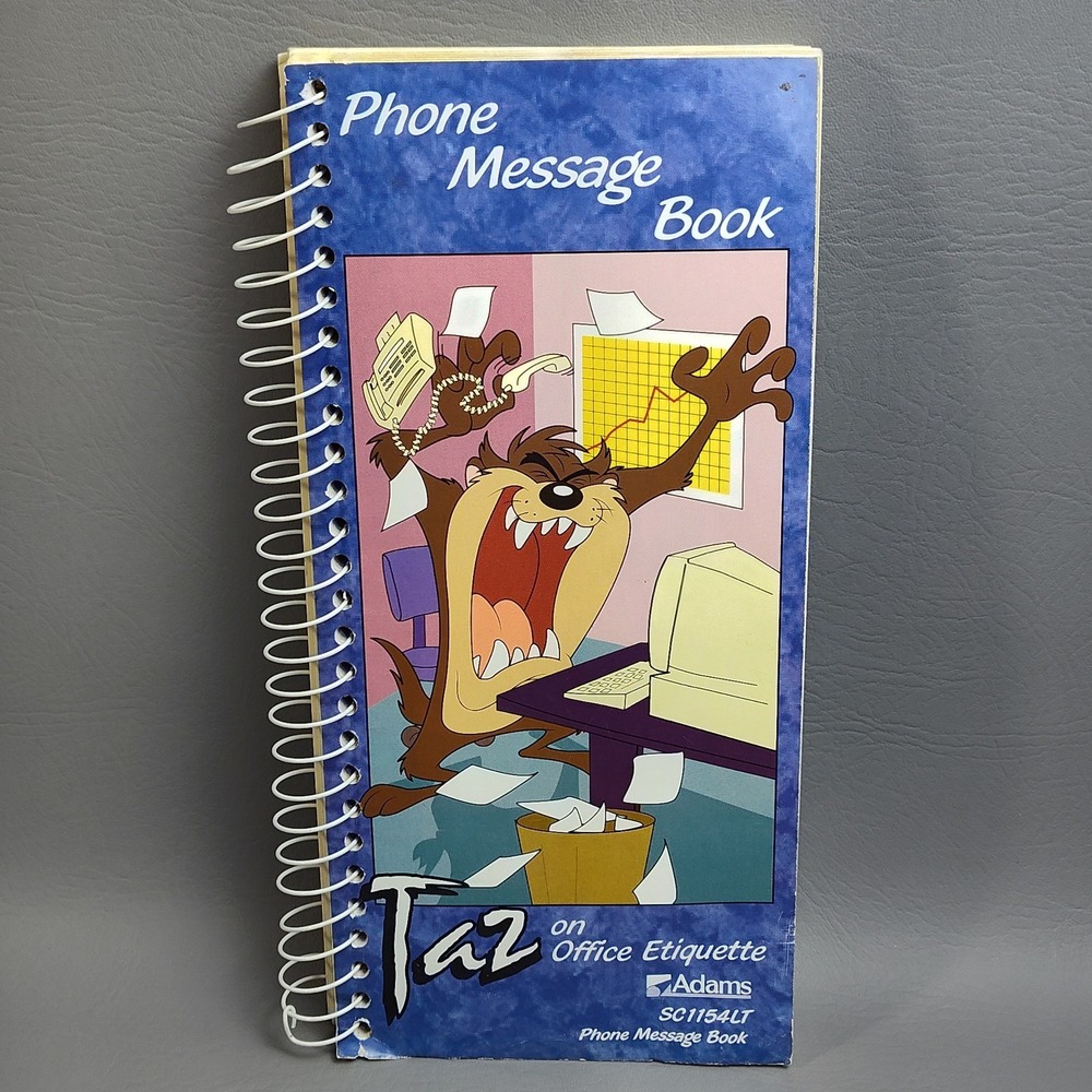 Vintage Looney Tunes Taz Phone Message Book 1997 Carbon Paper Tasmanian Devil